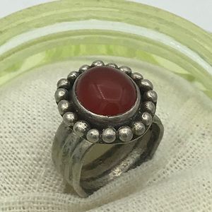 Native American Sterling Silver Carnelian Ring